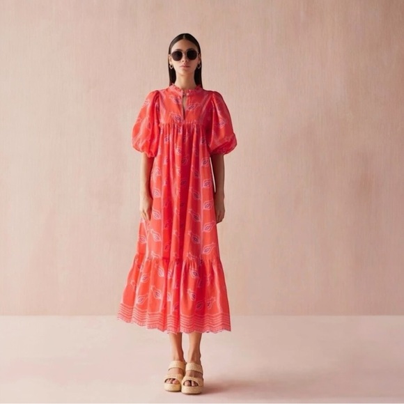 OMIKA Wren Midi Dress, In Papaya, NWT, Small, Current Season 25’, $348MSRP - Picture 3 of 7